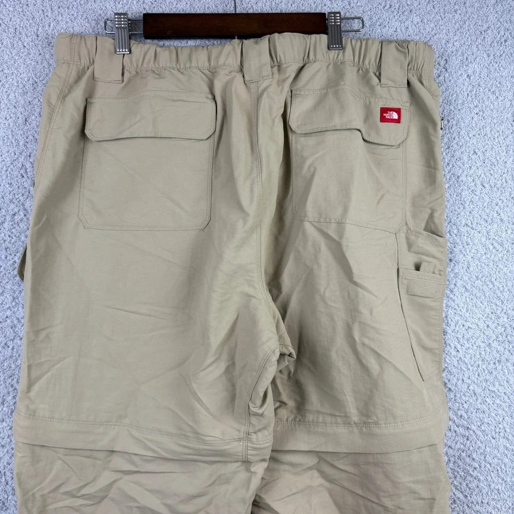 North Face Convertible Pants Mens XL Beige Zip Off Cargo Hiking Outdoor Nylon